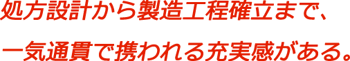 処方設計から製造工程確立まで、一気通貫で携われる充実感がある。